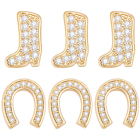 8 шт 2 стили латунные бусины из кубического циркония микропаве, обуви, стойки покрытие, долговечный, без свинца и без кадмия