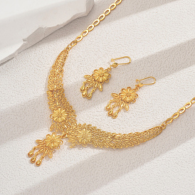 Элегантный сплав ожерелье и серьги с кисточками из цветка и сплава для женщин свадьба