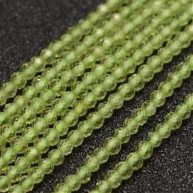 Natural Peridot Beads Strands, Faceted, Round