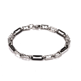 304 bracelet chaînes à maillons ovales en acier inoxydable, bracelet bicolore très résistant pour homme femme