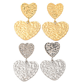 304 Серьги из нержавеющей стали, сердце с пазом