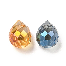 Electroplated Glass Beads, Faceted, Teardrop Charms, Top Drilled