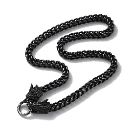 Revestimiento iónico (ip) 304 collares de cadena de trigo de acero inoxidable, con cierres de cabezas de dragón