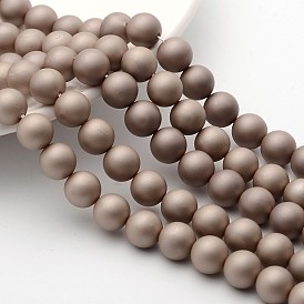 Shell Pearl Beads Strands, Frosted, Round