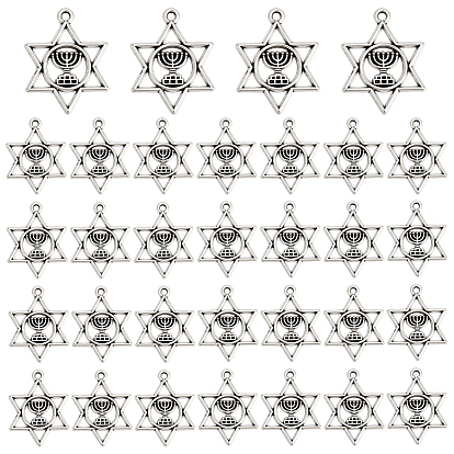 100 шт. Подвески из сплава в тибетском стиле, без кадмия и без свинца, звезда Давида