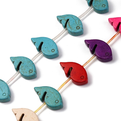 Синтетических нитей бирюзовые бусы, окрашенные, рыба