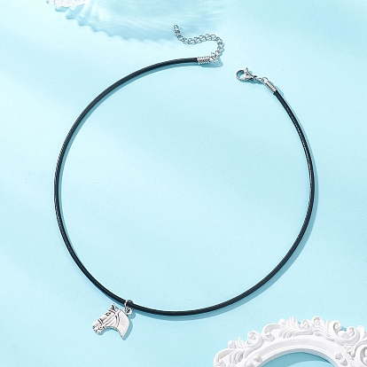 Подвески в виде конской сбруи с черным кожаным шнурком для женщин