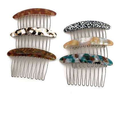 Ацетат целлюлозы (смола) аксессуары для волос, с металлическими гребнями для волос для женщин и девочек