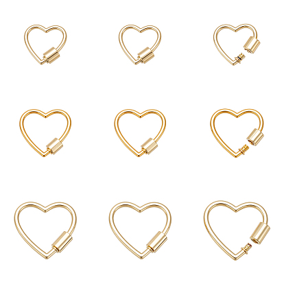 9шт. 3 стилей карабинов-замков из цинкового сплава с винтовым креплением, сердце