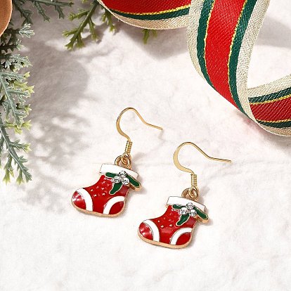 Болтаться серьги сплава эмали, рождественские носки, со стразами