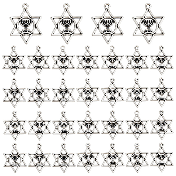 100 шт. Подвески из сплава в тибетском стиле, без кадмия и без свинца, звезда Давида