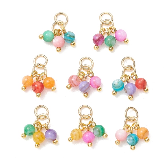 Окрашенные оболочки подвески естественных пресноводных, круглые бусины, подвески-кисточки, с 304 кольцами из нержавеющей стали, разноцветные