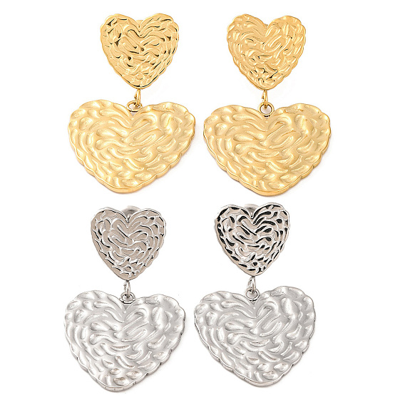 304 Серьги из нержавеющей стали, сердце с пазом