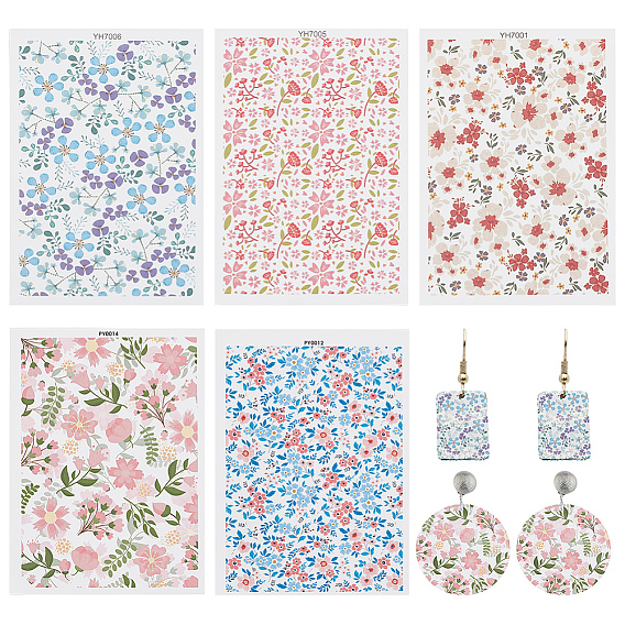 5 шт. 5 стили Хэллоуин керамика глина вода переводная бумага, переводные декали под глазурью, для сережек-подвесок своими руками