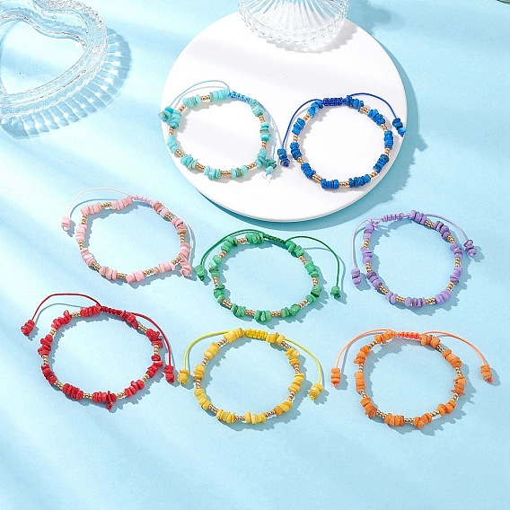 8шт. браслеты из натуральных пресноводных ракушек, плетеные из бусин, регулируемые браслеты из стеклянных бусин для женщин