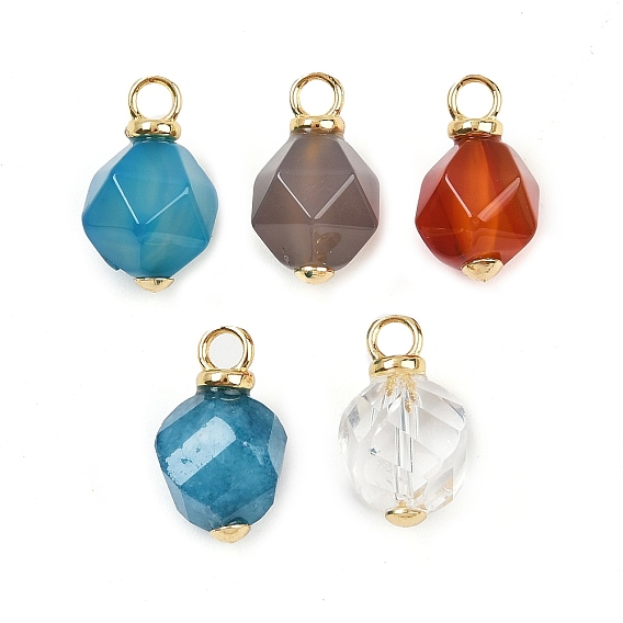 Природных драгоценных камней подвески, граненые круглые подвески с латунными петлями, реальный 18 k позолоченный, без кадмия и без свинца, стойки покрытие, долговечный