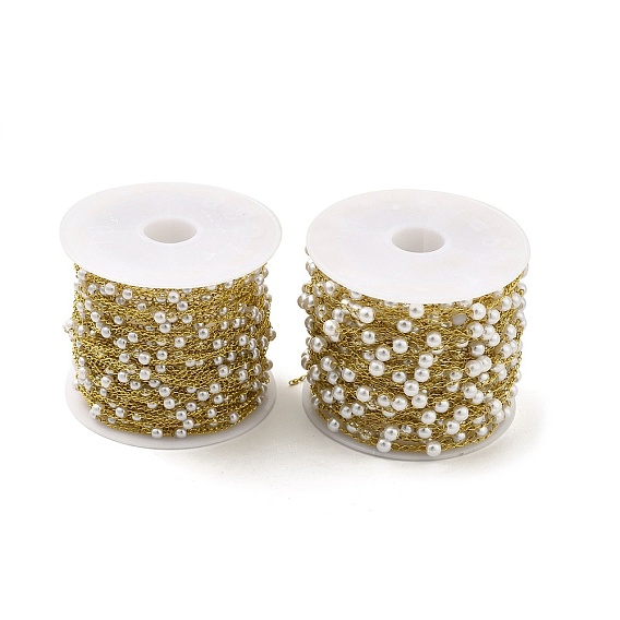 Ионное покрытие (ip) 316 бордюрные цепи из хирургической нержавеющей стали, пластиковая цепочка с круглыми подвесками из жемчуга, пайки, с катушкой