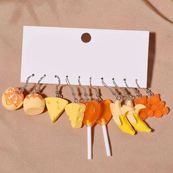 Resin Food Model Dangle Earrings, Jewely for Women, Mixed Color