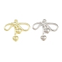 Alloy Pendants, Bowknot with Heart Charms, Rack Plating, Cadmium Free & Lead Free