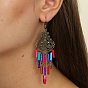 Antique Bronze Iron Chandelier Earrings, Synthetic Gemstone Beaded Tassel Earrings