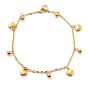 304 Stainless Steel Charm Anklets, with Cable Chains, Heart & Round