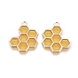 Alloy Enamel Pendants, Honeycomb, Light Gold