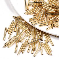 Electroplate Glass Bugle Beads, Round Hole, Metallic Colours
