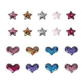 Paillette/Sequin & Cloth Iron On Patches, Costume Accessories, Appliques, Star and Heart