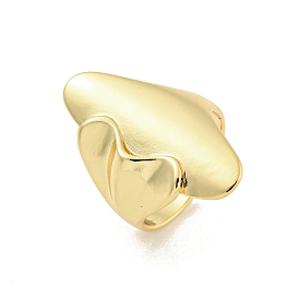 Rack Plated Brass Heart & Oval Open Cuff Ring for Women, Lead Free & Cadmium Free, Long-Lasting Plated