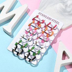 Вакуумное покрытие pvd 201 серьги-кольца из нержавеющей стали с эмалью, с 304 штифтов из нержавеющей стали