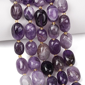 Природный аметист нитей бисера, самородки, упавший камень, с бисером