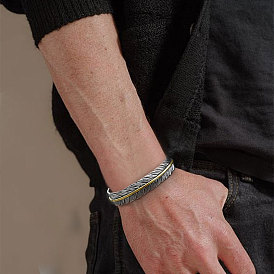 Гравированные браслеты-манжеты из сплава для мужчин, перо