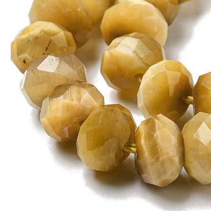 Natural Tiger Eye Beads Strands, Faceted, Dyed/Undyed, Rondelle
