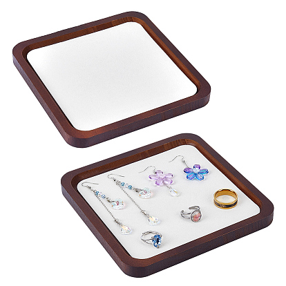 Wooden Organizer Display Jewelry Plates, Jewelry Display Trays with Velvet Mat for Rings, Necklaces, Earrings