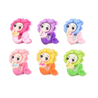 Непрозрачные кабошоны из смолы, русалка