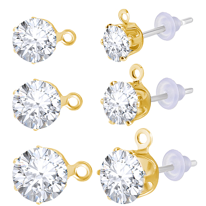 30 шт. фурнитура для сережек-гвоздиков из прозрачного кубического циркония, с 925 штифтами из стерлингового серебра и 30пластиковыми ушными гайками