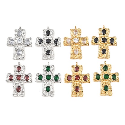 304 микро нержавеющей стали прокладывать Цирконом подвески, крест прелести, золотой / нержавеющая сталь цвета