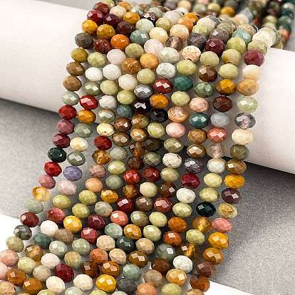 Бусы из натурального алашанского агата, граненые, рондель