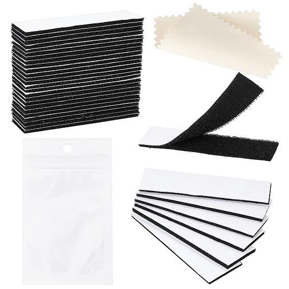 Doppelseitige selbstklebende Klettbänder, wiederverschließbare PVC-Beutel mit Perlfolie, Wildleder Stoff Silber Poliertuch