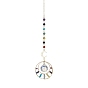7 Décorations pendentif en perles de pierres mélangées naturelles et synthétiques chakra, décorations suspendues en forme de larme de verre et d'anneau en laiton