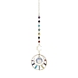 7 Chakra Natural & Synthetic Mixed Stone Beads Pendant Decorations, Glass Teardrop and Brass Ring Hanging Decorations