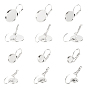 24Pcs 6 Style Flat Round 304 Stainless Steel Leverback Earring Settings