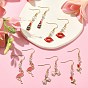 Alloy Enamel & Polymer Clay Rhinestone Beaded Dangle Earrings, Valentine's Day Theme Drop Earrings with 304 Stainless Steel Pins