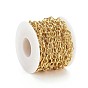 Brass Cable Chains, Soldered, with Spool, Flat Oval, Long-Lasting Plated, Real 18K Gold Plated