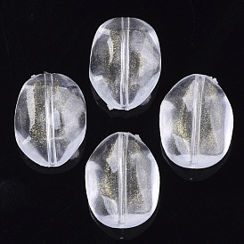 Transparent Acrylic Beads, Glitter Beads, Oval