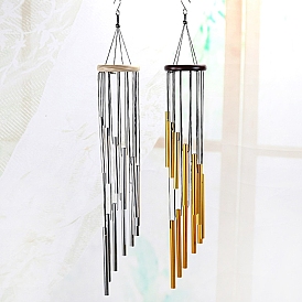12 Tubes Wind Chimes Aluminum Tube, with Wood, for Balcony Outdoor Yard Temple Prayer Ornament