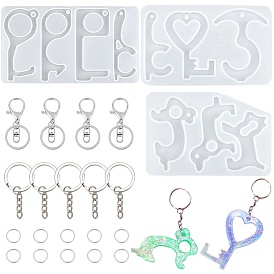 Gorgecraft DIY Door Opener Molds Making Kits, with Silicone Molds, Iron Split Key Rings &  Open Jump Rings, Iron Alloy Lobster Claw Clasp Keychain