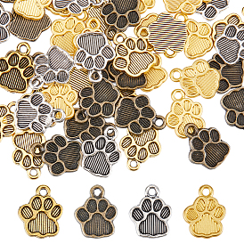 80шт 4 амулеты из сплава с покрытием в стойке, без кадмия, без свинца и без никеля, подвески с принтом собачьей лапы