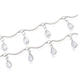 Цепи из латуни и стекла с фестончатыми прутьями, с очарованием слезы, пайки, с катушкой