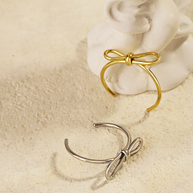 Стильное 304 кольцо-манжета с бантом из нержавеющей стали для ежедневного ношения